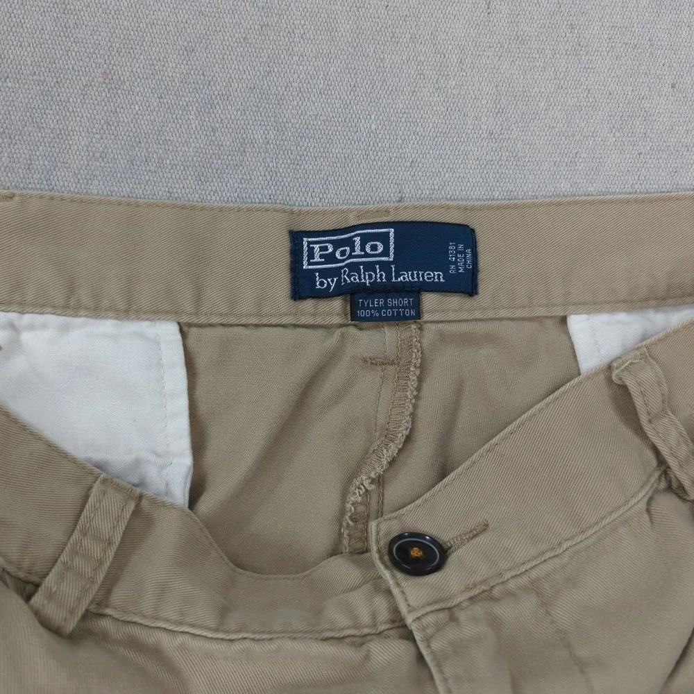 Polo Ralph Lauren Shorts Mens 42 Khaki Pleated Tyler‎ Preppy Casual